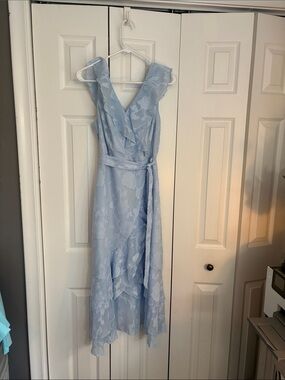 Grace Karin Light Blue Floral High-Low Wrap Dress